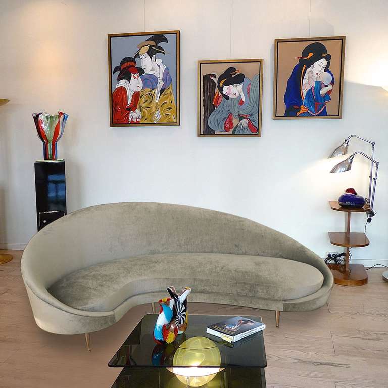Italian Curved Sofa, 1960's