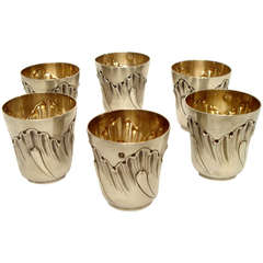 Hard to Find Set of Six Silver Beakers by Gruhier