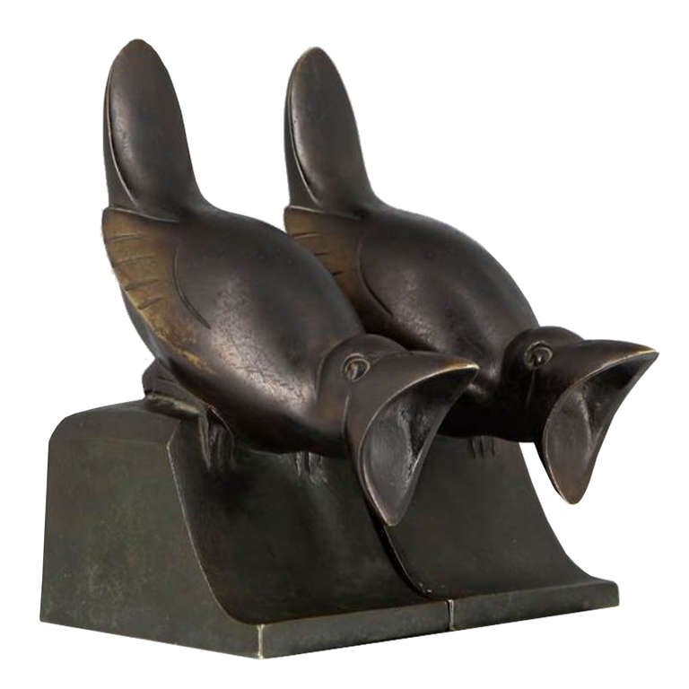 Bronze Birds Bookends by C. Omin