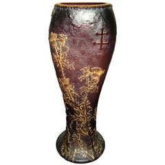 Amazing Huge Daum Nancy Vase with Cross of Lorraine Patterns ca. 1892