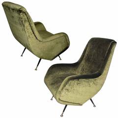 Pair of Armchairs Designed by Aldo Morbelli for I.S.A. Bergamo