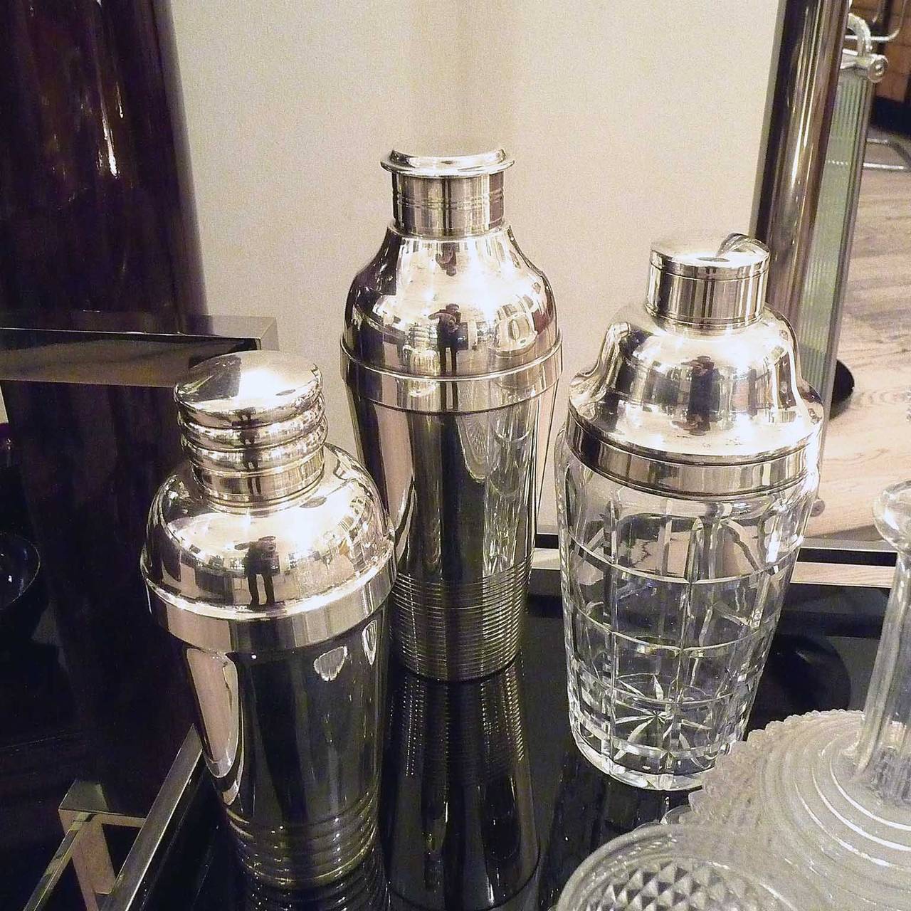 French Three Art Deco Cocktail Shakers