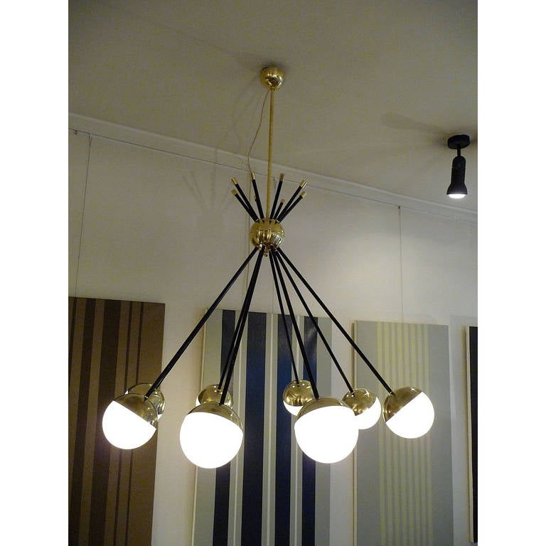 Metal Italian Ceiling Lamp in the Style of Stilnovo