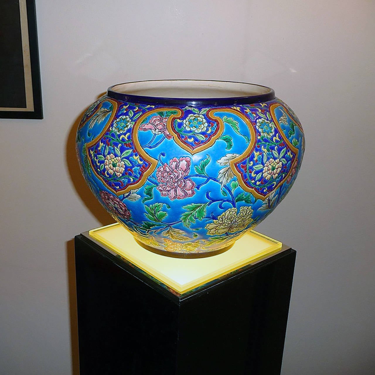 20th Century Large, Beautiful Cache Pot by Faïencerie de Longwy