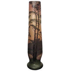 Huge Scenic Art Nouveau Vase by Legras 12