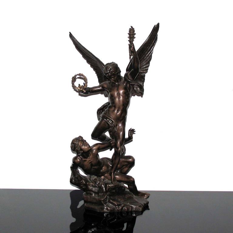 Charles Vital-Cornu (1851-1927).
Victoire triomphante.
Dark brown patinated bronze.
Signed, foundry mark, numbered.
Dimensions: height 74cm.
Literature: P. Kjellberg, Les bronzes du XIXe siècle, 1987, similar model at page 646.