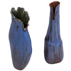 Set of Two Lustre Glaze Ceramic Vases