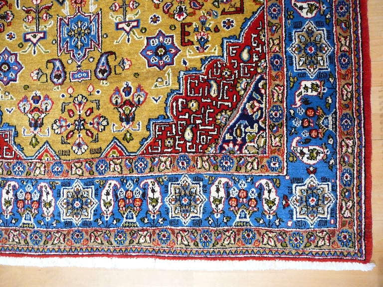 Vintage Qum Wool And Silk Rug For Sale at 1stdibs