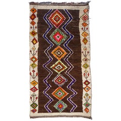 Tapis berbère marocain vintage noué à la main marron beige 5 x 9,6 pieds