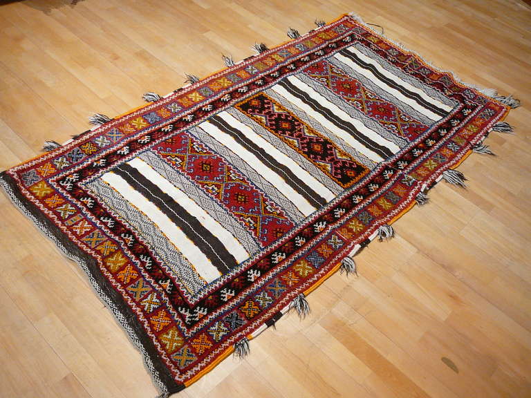 Beautiful old Teloulet tribe rug - combined Kilim and knotting style.