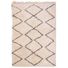 Zig-Zag Designed Beni Ourain North African Berber Rug