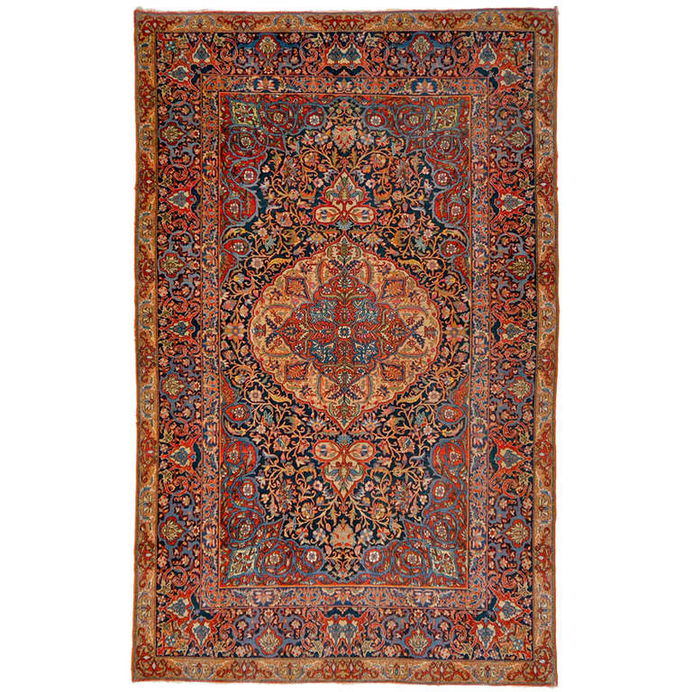 Pre-1900 Antique Fine Isfahan Rug