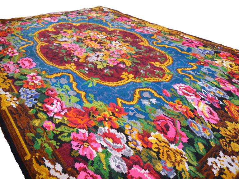 One of a kind Bessarabian Kilim. This great piece of art was woven in the first quarter of the 20th century. It was used as wall decoration for more than 70 years and never walked on. It is in a never seen perfect condition.
It was used as wall