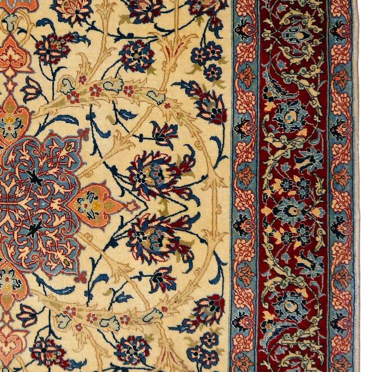 Late 20th Century Fine Signed Isfahan Rug