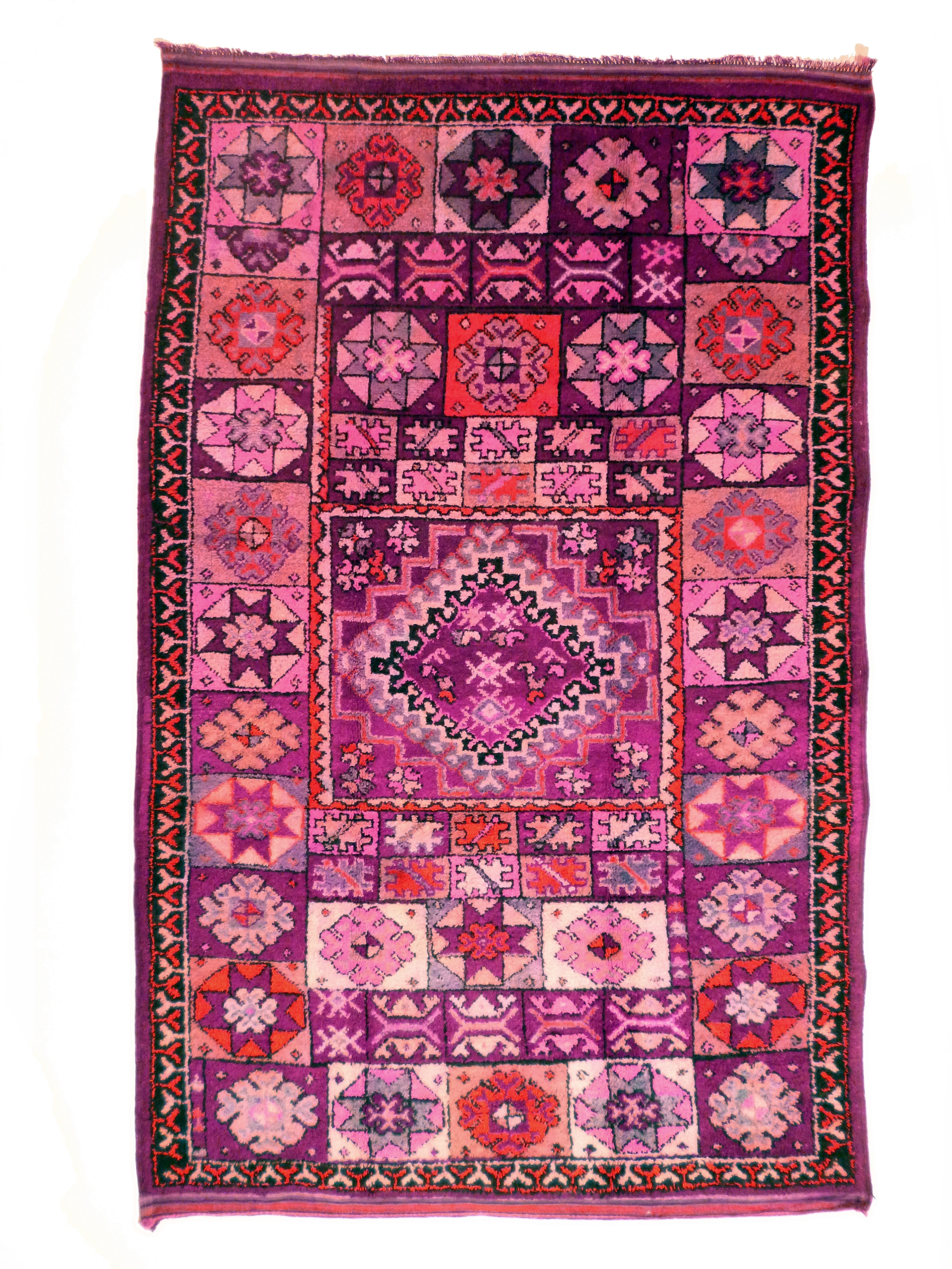 Vintage Moroccan Berber Carpet - Lilac, Pink and Orange North African rug