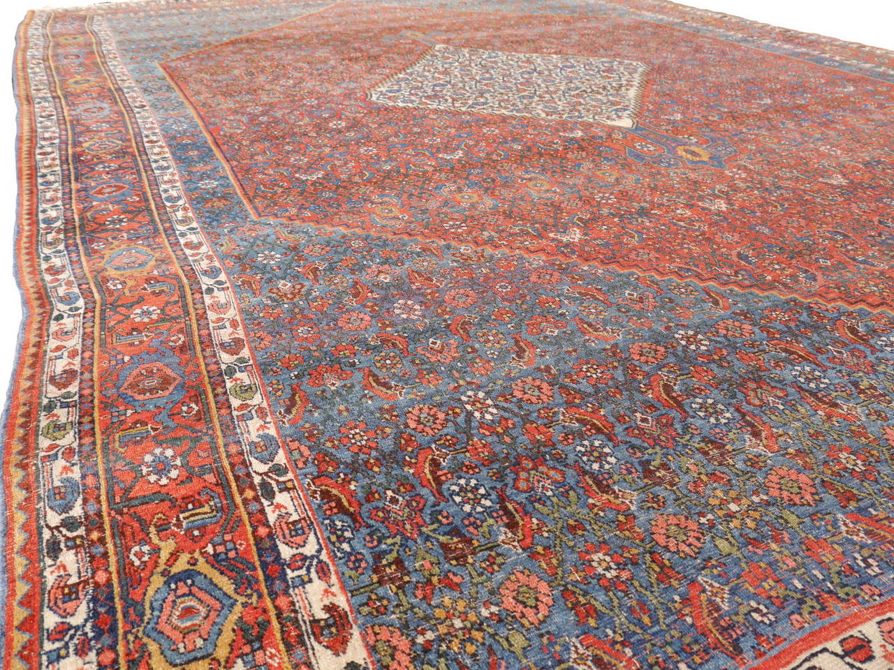 Hand-Knotted Large Antique Pre-1900 Bidjar Carpet
