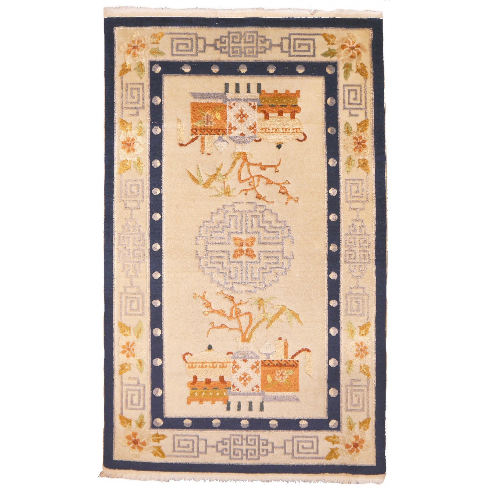 Chinesischer Vintage-Teppich aus Wolle und Seide
