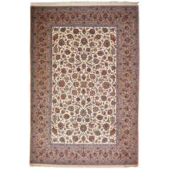 Fine Isfahan Kurkwool and Silk Carpet