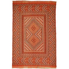 Vintage Moroccan Embroided Berber Kilim Rug 4