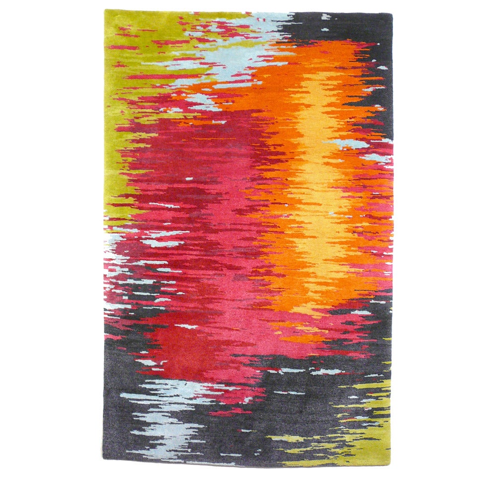 Contemporary Modernist Rug Wool and Silk 21 Century Abstract Design For Sale