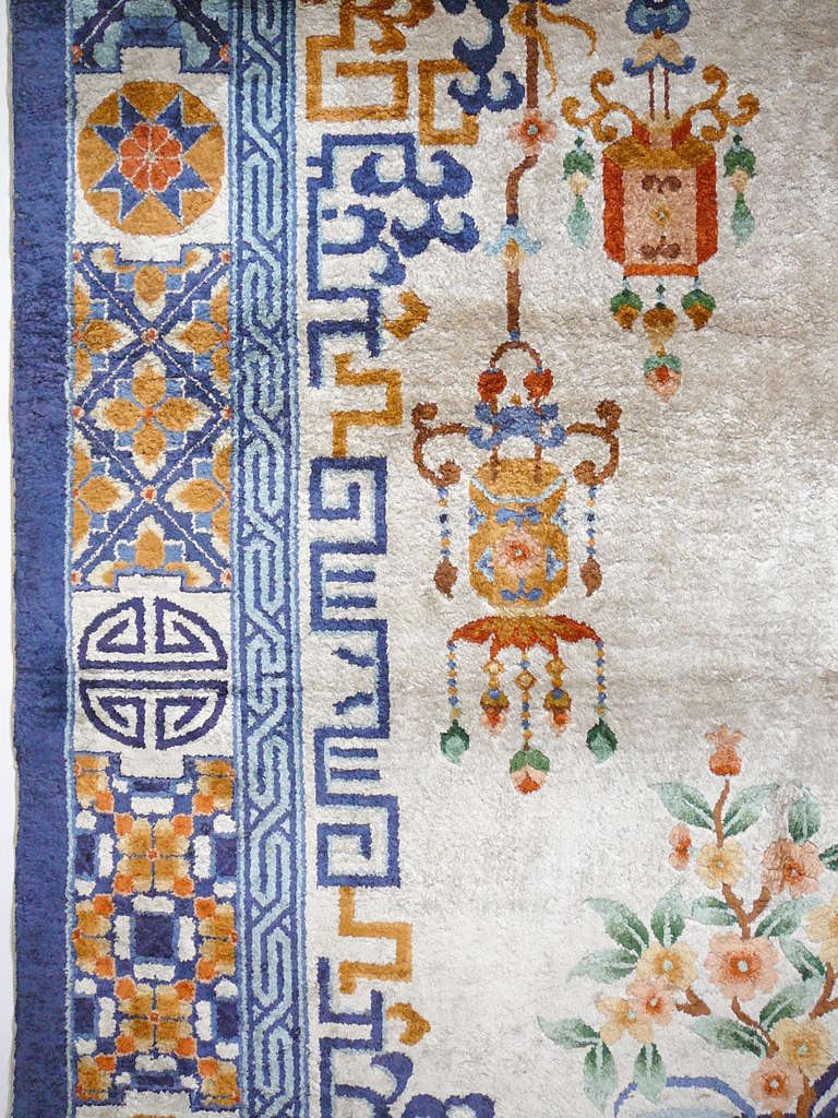 Hand-Knotted Vintage Chinese Silk Rug 6 X 4 Ft