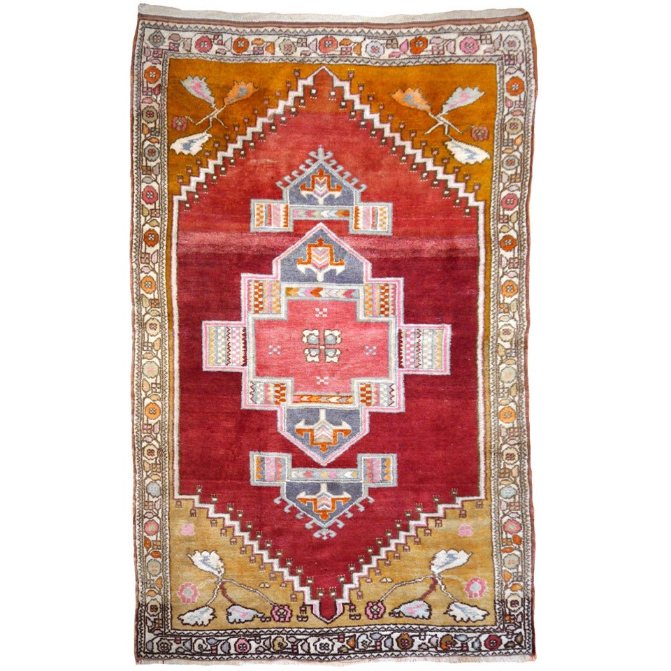 Türkischer Stammeskunst- Yoruk-Teppich im Vintage-Stil