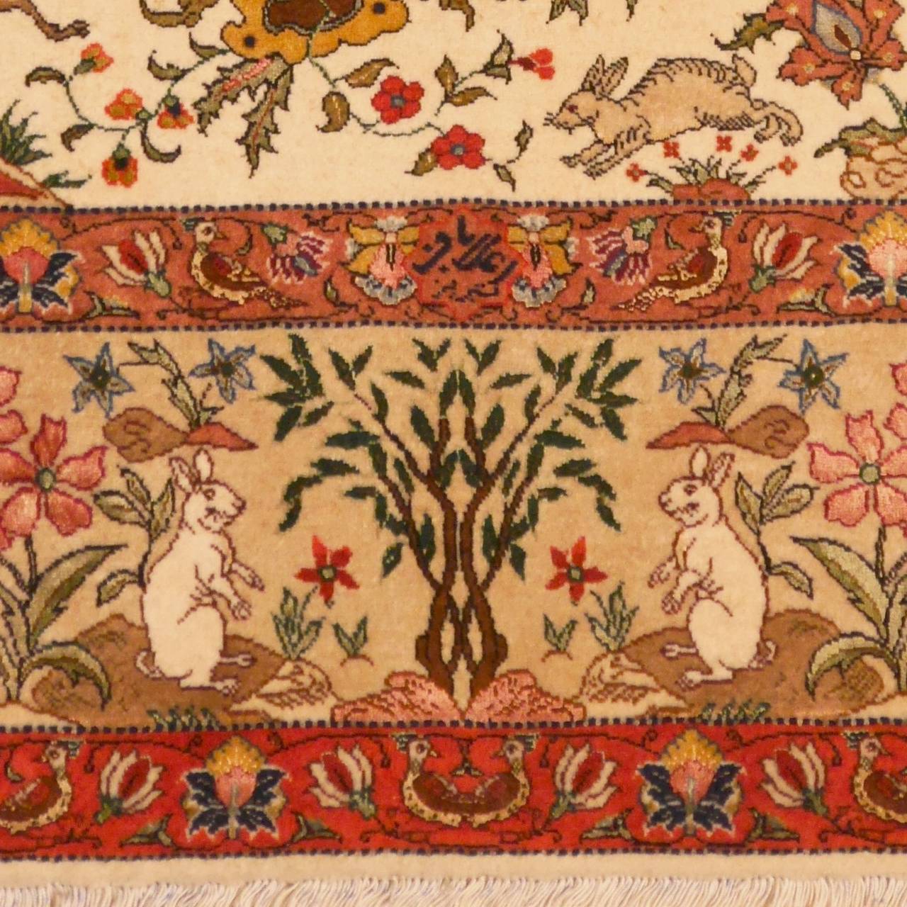 Absolutely unique Tabriz rug from the famous Alabaf workshop. Early piece in museum quality - perfect condition, high pile and 