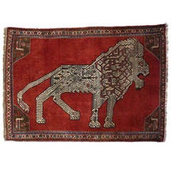 Vintage Kashkuli Lion rug