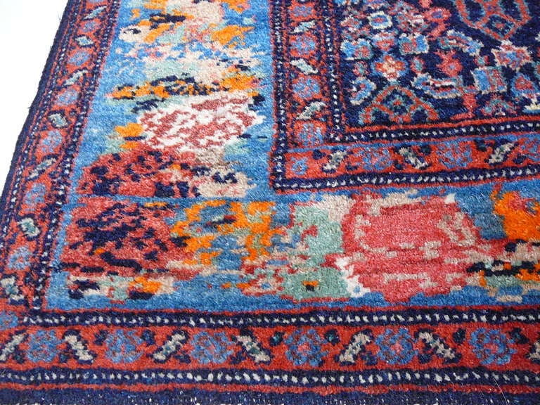 Vintage "gol Farang" Sanandaj Rug With Rare Border