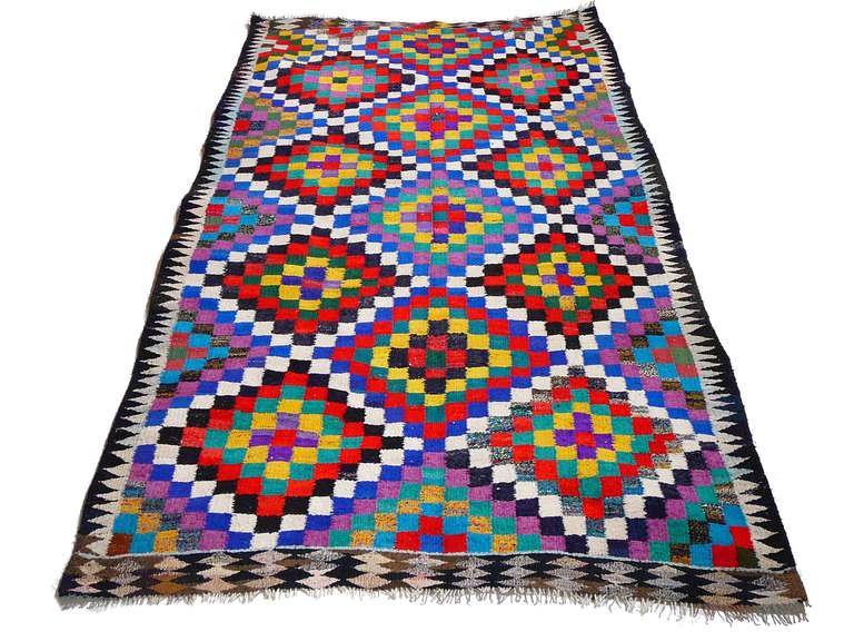 Hand-Woven Vintage turkish cotton Kilim