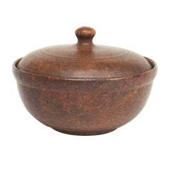 Antique Rare Small Covered Burl Bowl