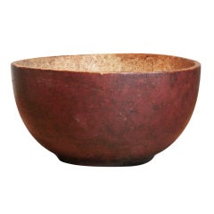 Exceptional Red Painted Turned Ash Burl Bowl
