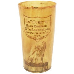 English Horn Beaker by Nathaniel Spilman: Rare 18thC Hairdresser Scene