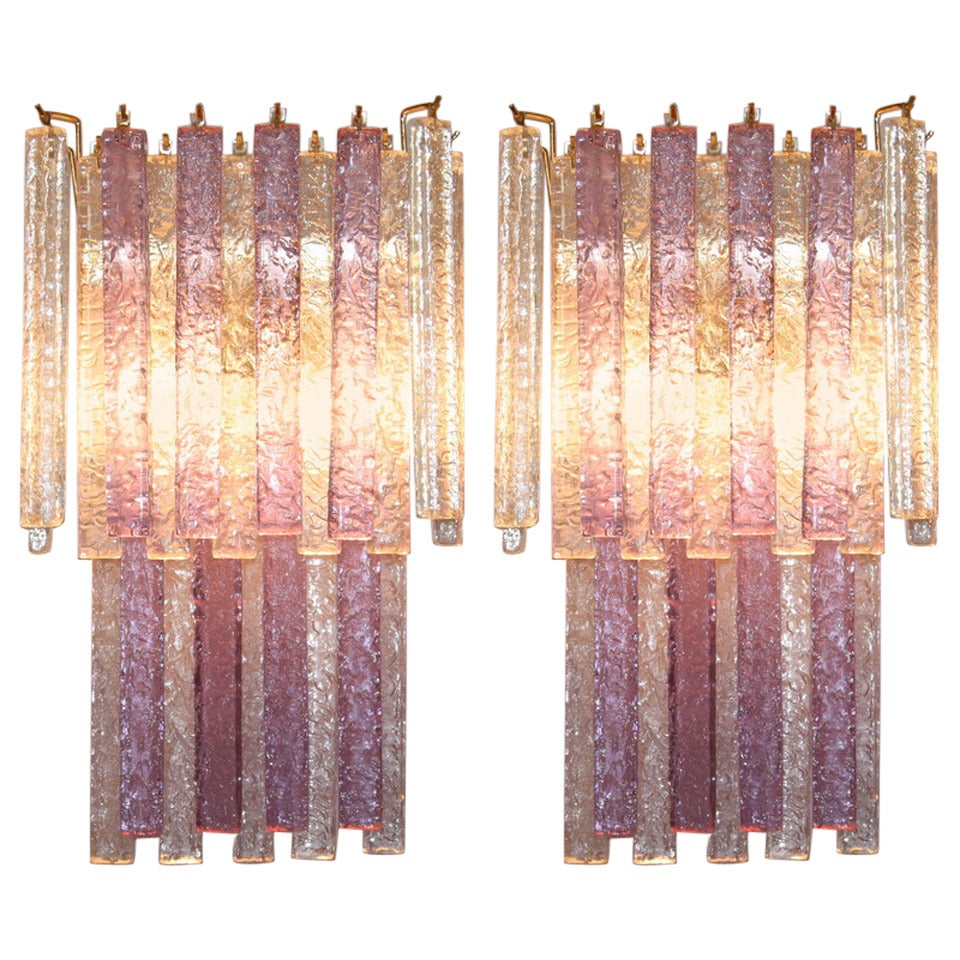 Pair of Glass Wall Sconces, Venini