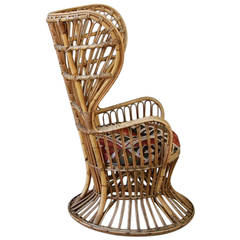 High Back Cane Chair in the Style of Gio Ponti, circa 1955