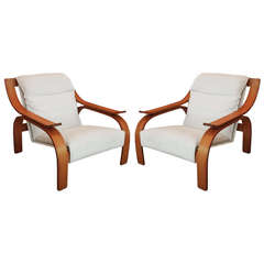 Pair of Woodline Arm Chairs by Marco Zanuso