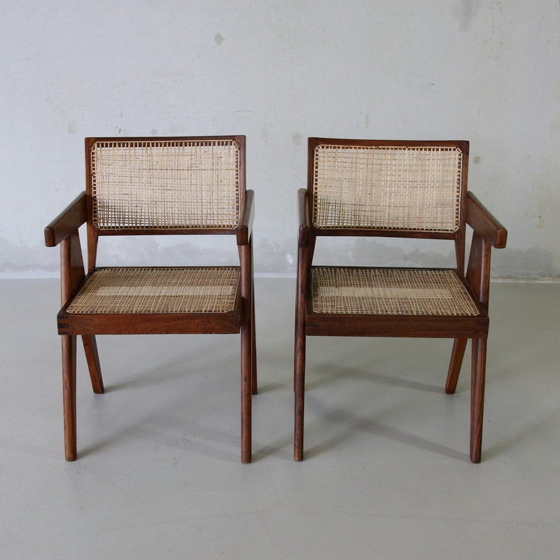 Pair of Pierre Jeanneret Cane Chairs, 1950s In Excellent Condition In Berlin, DE