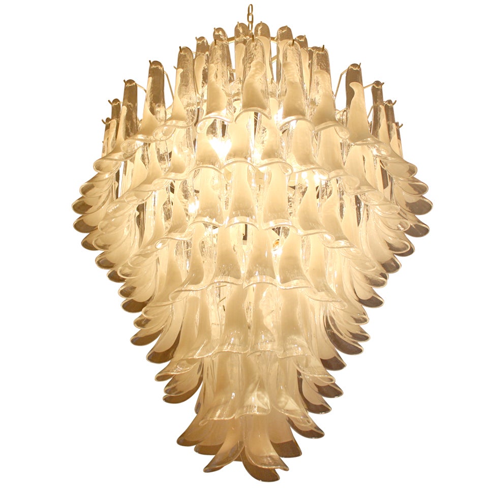 Large Murano Glass Saddle Form Chandelier