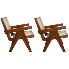Pair of Easy Chairs by Pierre JEANNERET, 1950's