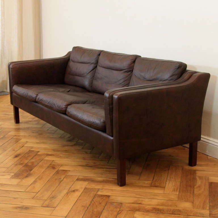 Leather Sofa, Three-Seater, Denmark at 1stdibs