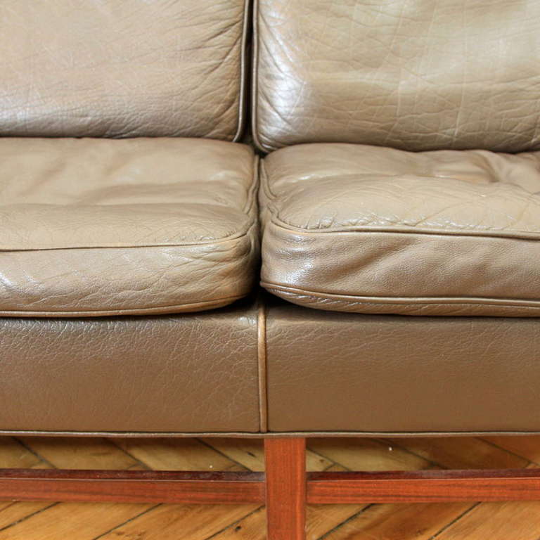 Danish Leather Sofa, Three-Seat, Denmark For Sale
