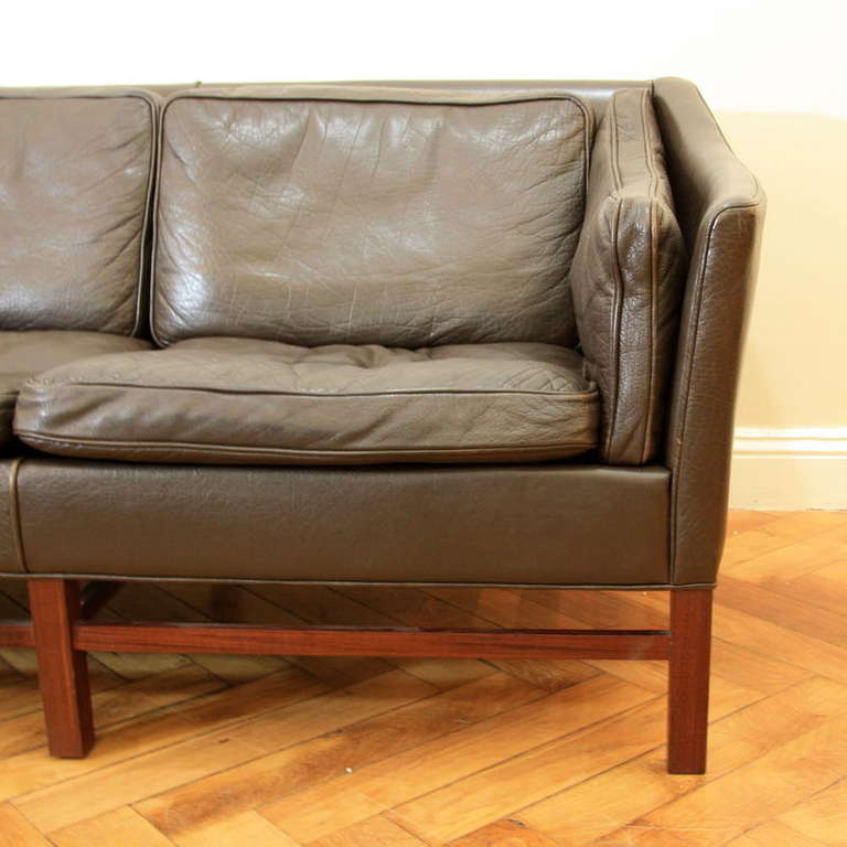 Late 20th Century Leather Sofa, Three-Seat, Denmark For Sale