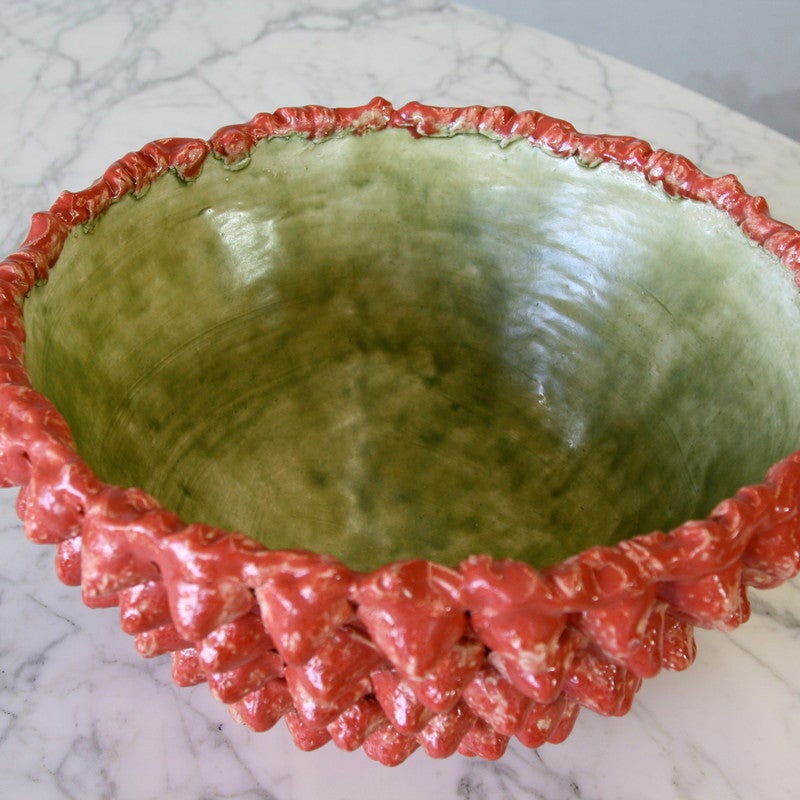 Modern Large Strawberry Ceramic Bowl by Kuehn