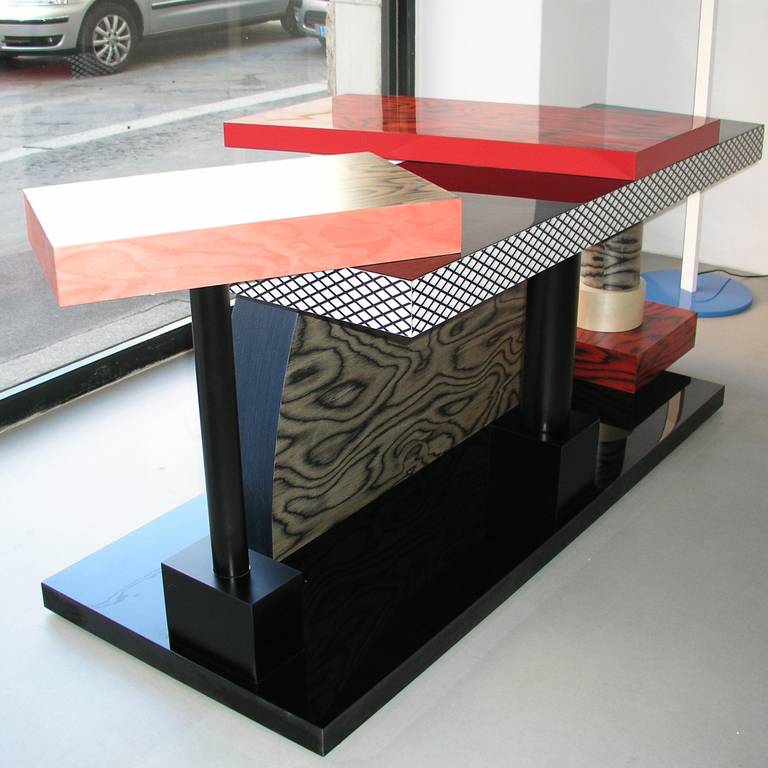 Italian Tartar Console Table by Ettore Sottsass For Sale