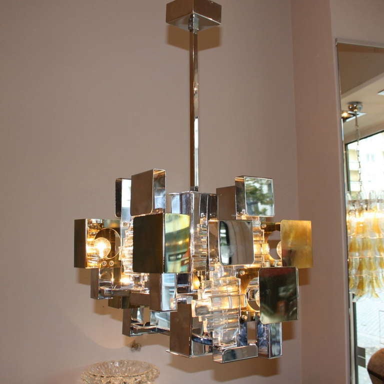 Modern Metal Chandelier, Italy 1960's