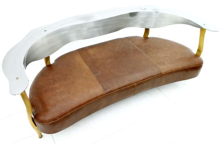 Modern Sculptural Leather Sofa by Kurt Bayer 