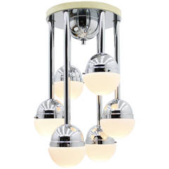 Beautiful Italian Flush Mount Cascade in Chrome and Glass, 1970s 1