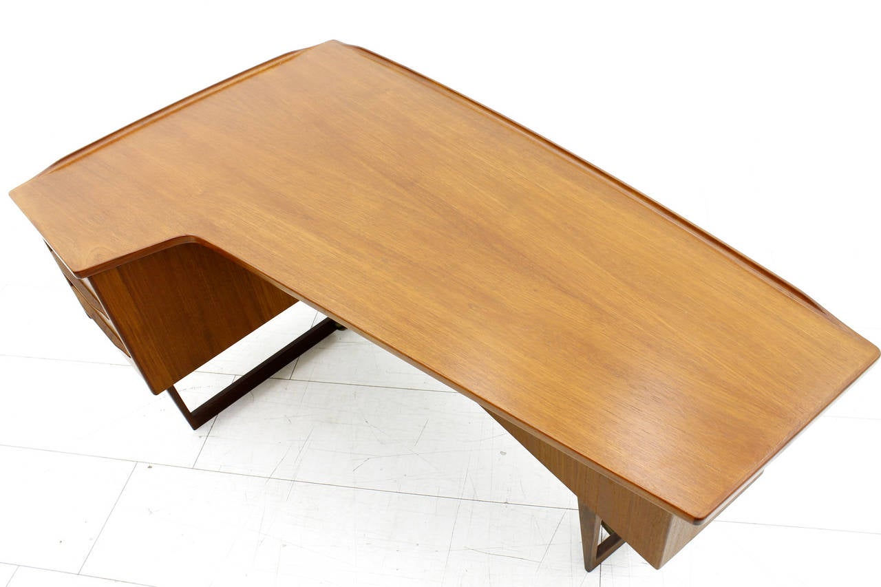 Scandinavian Modern Asymmetric Teakwood Desk or Vanity by Løvig Nielsen, 1956