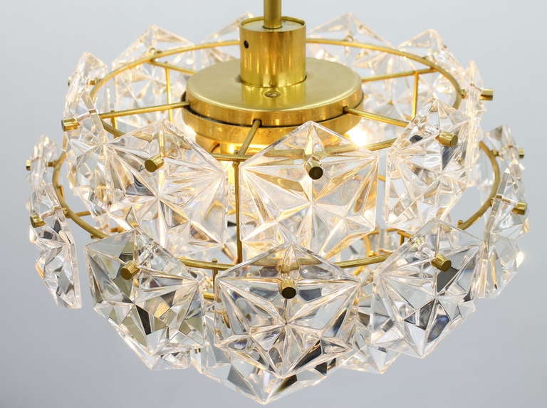 German Kinkeldey Crystal Glass Chandelier Gilded Metal, 1960s For Sale