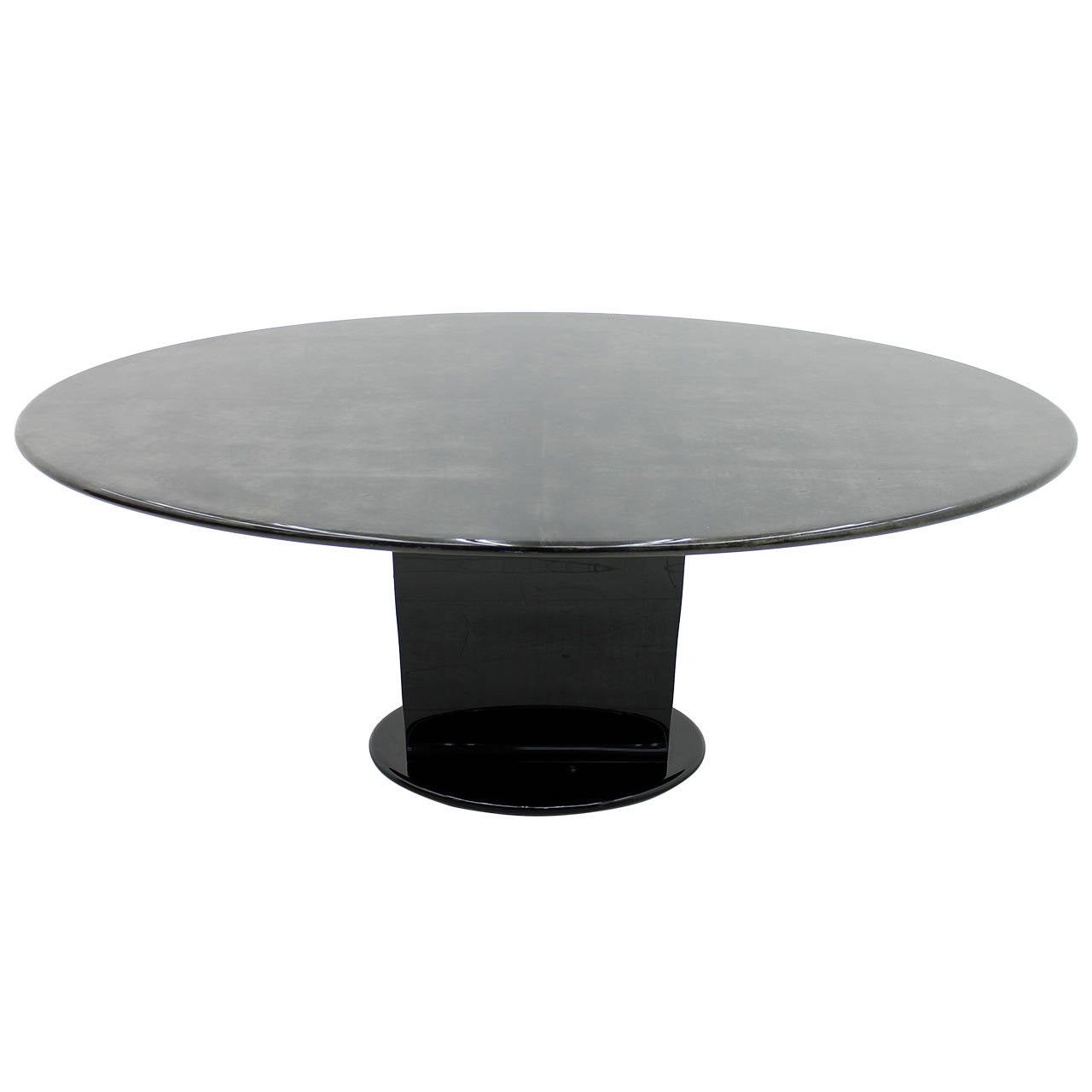 Oval Goatskin and Black Lacquer Dining Table by Aldo Tura, Italy 1972 3
